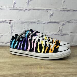 Converse Chuck Taylor All Star Multicolor Zebra Shoes Women's 11 Rainbow Stripes